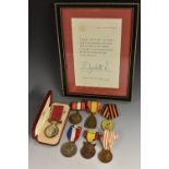 Medals, British Empire Medal, to Alfred John Lowe , boxed, with framed citation, other decorations,