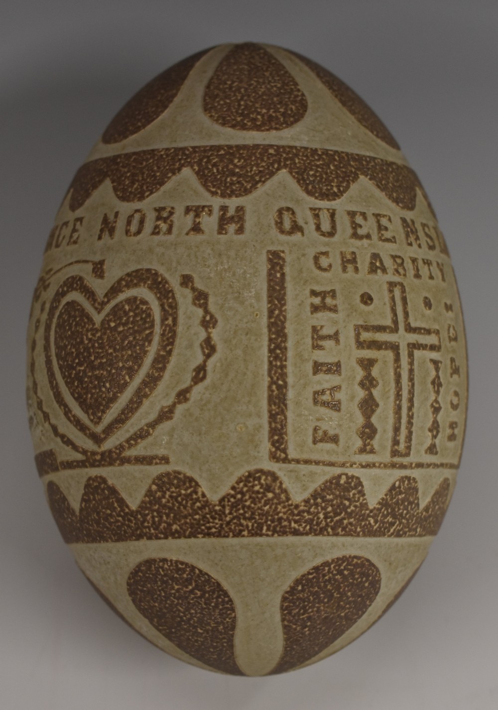 A 19th century Colonial Australian carved emu egg,