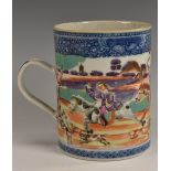 An 18th century Chinese Export porcelain polychrome cylindrical mug,