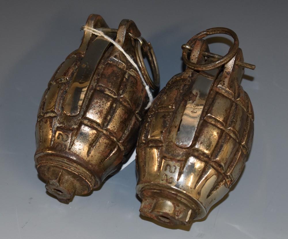 Militaria - World War 1 - a No 23 hand grenade or 'Mills Bomb', by Viceroy Patents Limited,