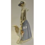 A Lladro figure of a Lady with a Borzoi Dog and parasol