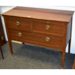 An Edwardian mahogany dressing chest , satinwood inlay, tapering supports , castors c.