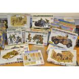 Tamiya Military Miniatures including Allied Vehicles Accessory Set, German Infantry Weapons Set,