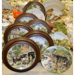 Collectors Plates - a set of six Life on the Farm, by John Chapman, framed; another set of six,