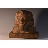 An Egyptian Grand Tour granite model, the head of Ramses II, rectangular stone base, 19.