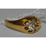 A gentleman's diamond solitaire ring, brilliant cut, approx 1/2 carat, unmarked gold shank, 3.