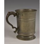 A Victorian pewter tavern beer mug, the foot inscribed Prince Albert George Esq,