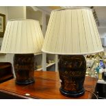 Interior Design - a pair of contemporary bulbous shaped table lamps,