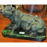 A reproduction French style, green patinated bronze,