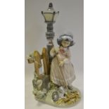 A Lladro figure of a Girl sweeping leaves,