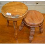 A pair of turned beech stools