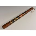 A Victorian turned and painted mahogany truncheon,