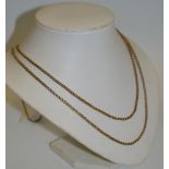 A 9ct gold chain link muff chain, 138cm long, 19.