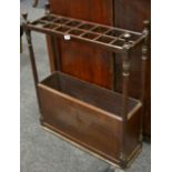 An early 20th Century mahogany walking stick stand, fourteen sections,