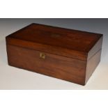 An early Victorian rosewood crossbanded mahogany rectangular writing box,