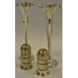 Silver - a pair of silver specimen vases, Sheffield 1951, 67.