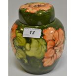 A Moorcroft Hibiscus pattern ginger jar and cover,