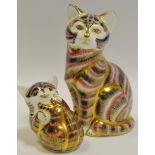 A Royal Crown Derby Majestic Cat; another Kitten,