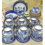 Blue and White Ceramics - a Booth's Real Old Willow pattern part tea service,