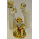 A Lladro figure of a girl playing a Mandolin; another Lladro figure;