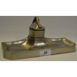 An Art Deco pewter inkwell