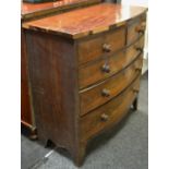 A George III mahogany bow fronted chest of two short above three long cock beaded drawers,