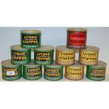 Advertisement & Packaging - various Lyons pure ground coffee tins including original blend,