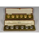 A set of six early 20th century silvered livery buttons, by Firmin & Sons, Strand, London, crested,