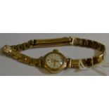 A 9ct gold Vertex Revue ladies watch with original 9ct gold bracelet weight (without movement) 10g