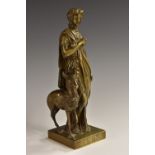 Grand Tour School (19th century), a bronze, Diana and the Fawn, square base, 23cm high,