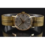 Garrards - a vintage 1970s 9ct gold cased bracelet watch, silvered dial, block batons,