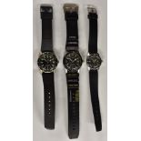 Watches - a vintage Adora divers watch, black dial, luminous batons, quartered Arabic numerals,