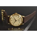 Goldsmiths & Silversmiths Co Ltd - a vintage 1950s 9ct gold gentleman's wristwatch, cream dial,