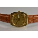 Omega - a retro 1970s Seamaster automatic Day/Date wristwatch, gilt TV dial, block batons,