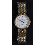 Longines - a unisex two tone Flagship dress watch, white dial, Roman numerals, minute track,