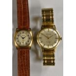 Watches - a vintage 1940s gentleman's Bernex 9ct gold cased wristwatch, silvered dial,