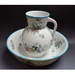 A late 19th century P & B Floral pattern wash jug and bowl