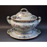 A large Victorian Davenport Corea (sic) pattern soup tureen, cover and stand, pattern 2064,