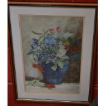 French School Still Life, Vase of Summer Flowers unsigned,