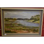 Israel Westcott The River Yar at Newtown signed, label to verso,