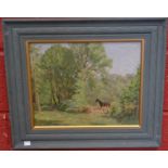 KCE Brown Impressionist Landscape With Horse signed,