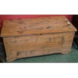 A Victorian pine blanket box, 56cm high, 120cm wide,