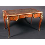 A Louis XV Revival gilt-metal mounted kingwood and mahogany bureau plat,