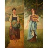 E**Schmieder (early 20th century) A Pair, Romany Girls , one with apples,