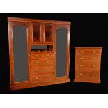 A Sheraton Revival satinwood crossbanded fiddle back mahogany four piece bedroom suite,