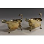 A pair of Elizabeth II silver sauce boats, of George III design,