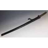 A Japanese katana, 66cm curved blade, signed, pierced tsuba, metal tsuka with faux ito,