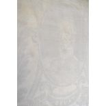 A mid-19th century commemorative white damask linen table runner, commemorating the Crimean War,