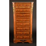 A 19th century French gilt metal mounted kingwood secretaire a abattant,