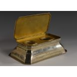 An Edwardian silver canted rectangular inkstand,